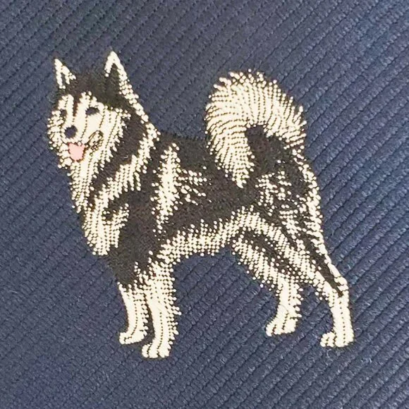 Schenker Vintage Mens Dog Husky Neck Tie Navy